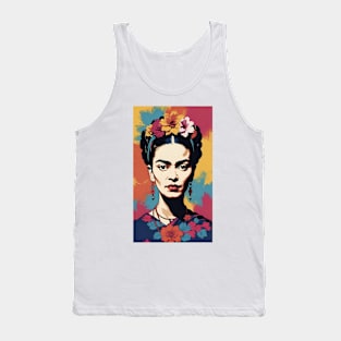 Frida's Radiant Reverie: Colorful Portrait Tank Top